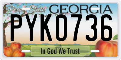 GA license plate PYK0736