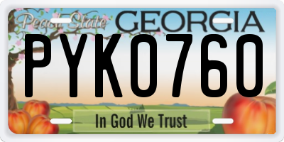 GA license plate PYK0760