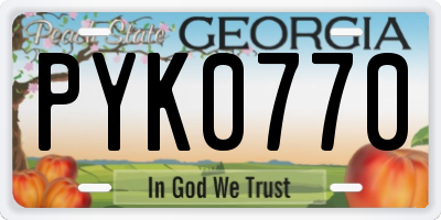 GA license plate PYK0770