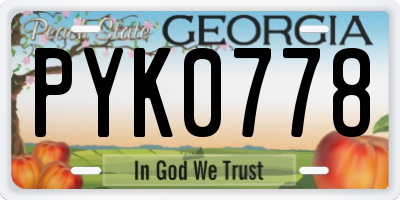 GA license plate PYK0778