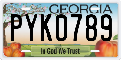 GA license plate PYK0789