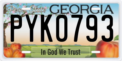 GA license plate PYK0793