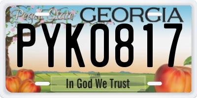 GA license plate PYK0817