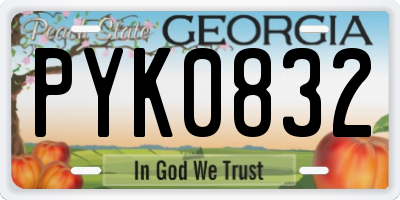 GA license plate PYK0832