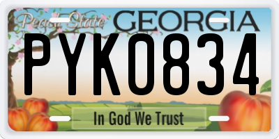 GA license plate PYK0834