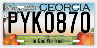 GA license plate PYK0870