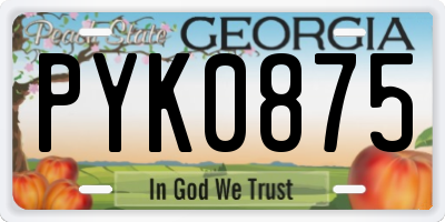 GA license plate PYK0875