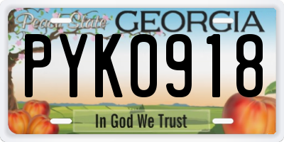 GA license plate PYK0918