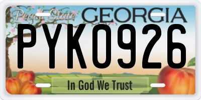 GA license plate PYK0926