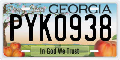 GA license plate PYK0938