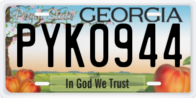 GA license plate PYK0944