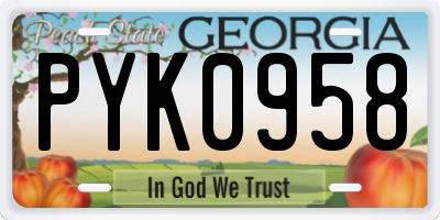 GA license plate PYK0958