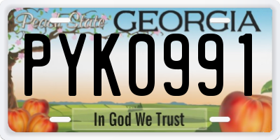 GA license plate PYK0991