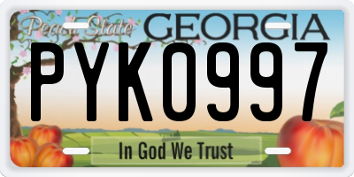 GA license plate PYK0997