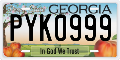 GA license plate PYK0999