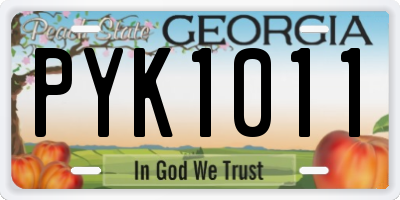 GA license plate PYK1011