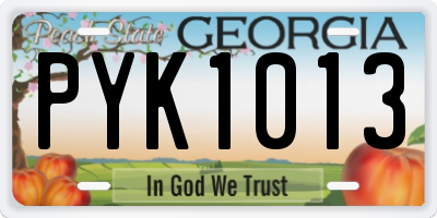 GA license plate PYK1013