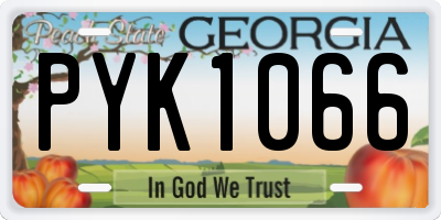GA license plate PYK1066