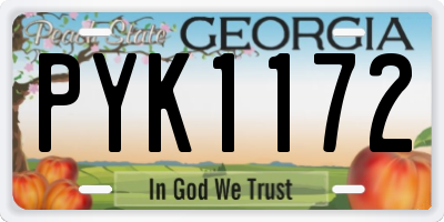GA license plate PYK1172