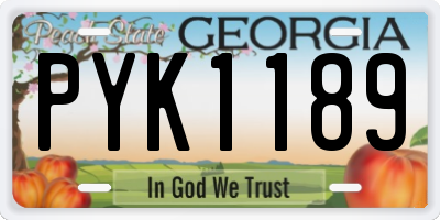 GA license plate PYK1189