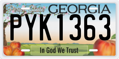 GA license plate PYK1363