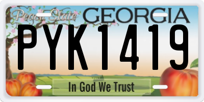 GA license plate PYK1419
