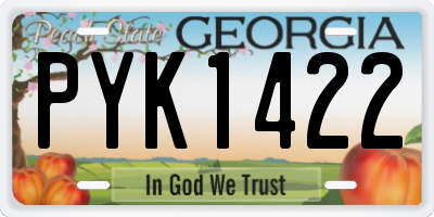 GA license plate PYK1422
