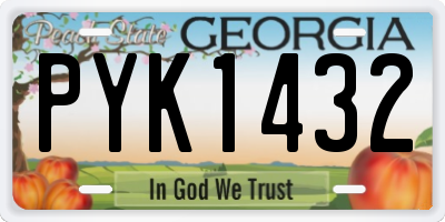 GA license plate PYK1432