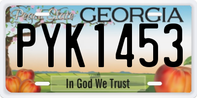 GA license plate PYK1453