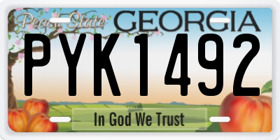 GA license plate PYK1492