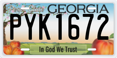 GA license plate PYK1672