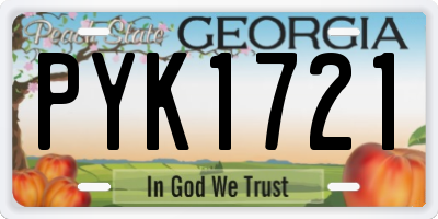 GA license plate PYK1721