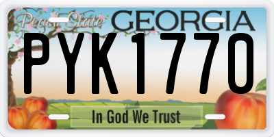 GA license plate PYK1770