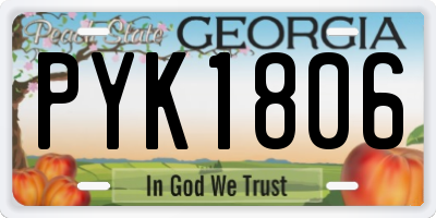 GA license plate PYK1806