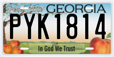 GA license plate PYK1814