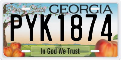 GA license plate PYK1874