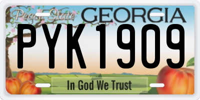 GA license plate PYK1909