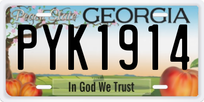 GA license plate PYK1914