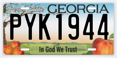 GA license plate PYK1944