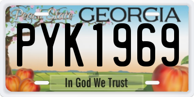 GA license plate PYK1969