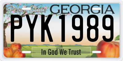 GA license plate PYK1989