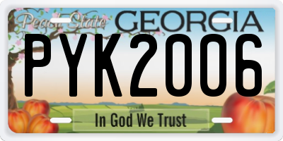 GA license plate PYK2006