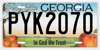 GA license plate PYK2070