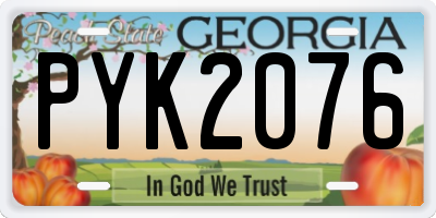 GA license plate PYK2076