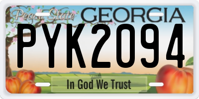 GA license plate PYK2094