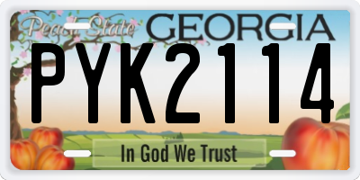 GA license plate PYK2114