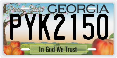 GA license plate PYK2150