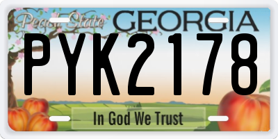 GA license plate PYK2178