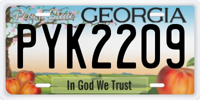 GA license plate PYK2209
