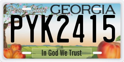 GA license plate PYK2415